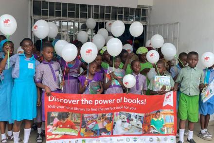 A picture of school children at The Green Library commemorating ILD 2024